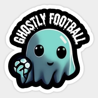 A cute ghost playing Football: The Ghost's Game of Football, Halloween Sticker